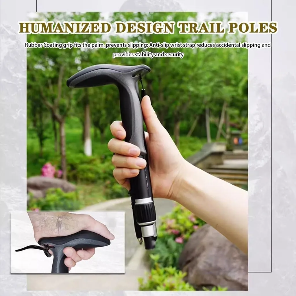 Elderly Home Walking Stick, Carbon Fiber Retractable Trekking Poles, with Rotating Safety Buckle, Foldable Compact Hiking Gear