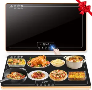 Electric Warming Tray with 11 Temperature Adiustable, 32"x19" Extra Large Food Warmer for Parties Buffet, Gatherings, Commercial & Home Use, Food Warming Mat 10s Fast Full Surface Heating, 24h Timer