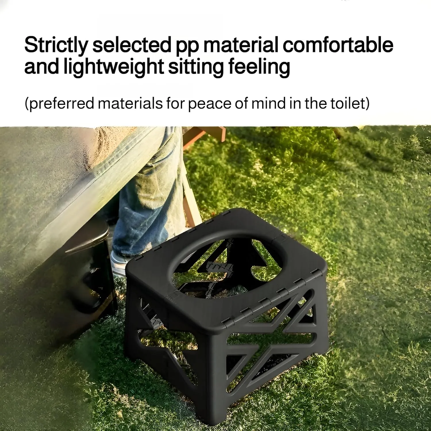 [Ellniges]【Car Foldable Toilet Stool】High Capacity 440lbs - Portable Commode with Leakproof Design for Outdoor Adventures, Road Trips, Tent Use - Compact Anti-Slip Base & Quick Setup