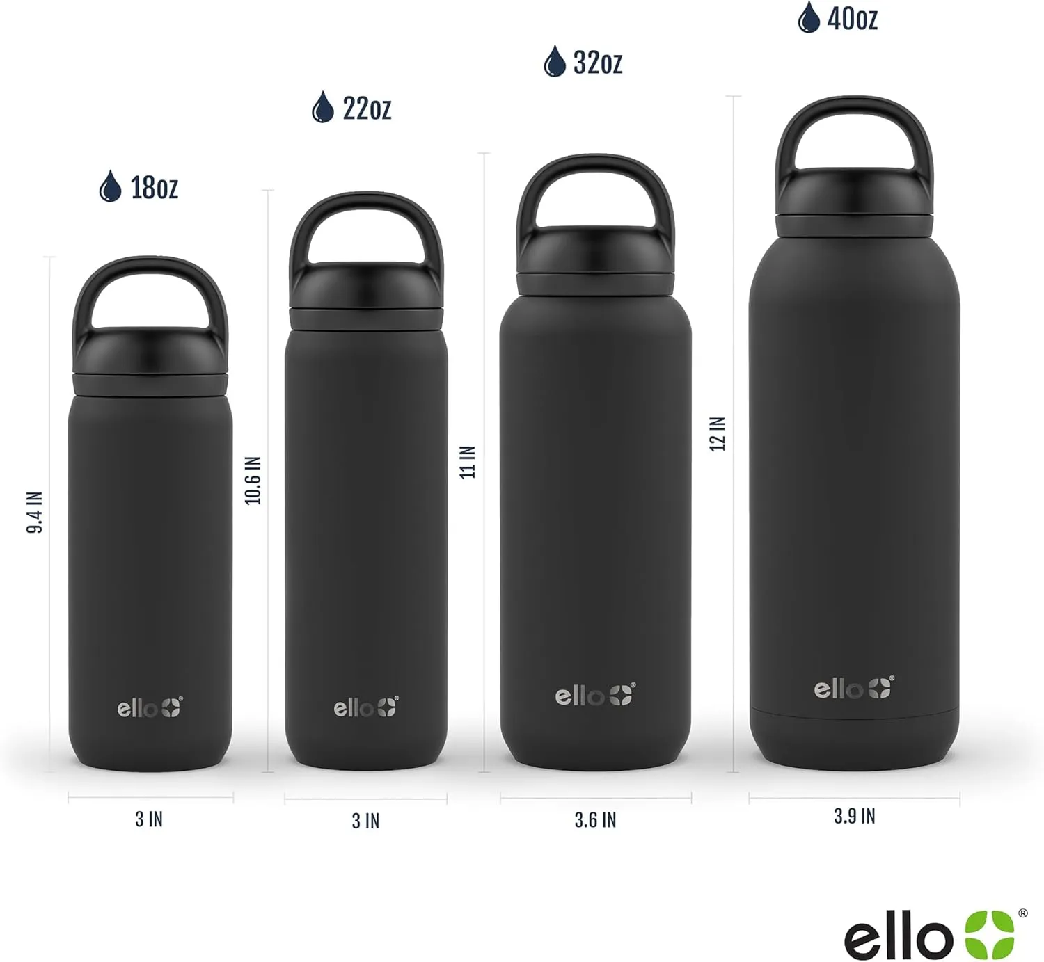 Ello Cooper 18oz Kids Stainless Steel Water Bottle with 2 Lids Chug and Straw | Leak Proof Double Walled and Vacuum Insulated | Fits Car Cupholder | Built in Carry Loop | Dishwasher Safe | Gray