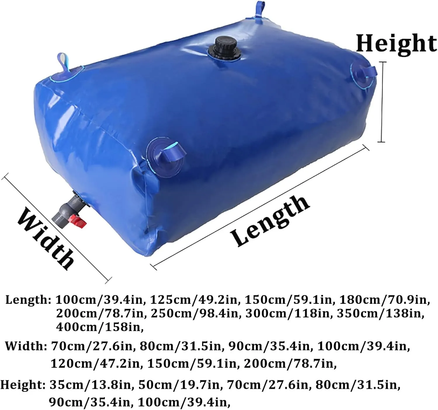 Emergency Water Storage Bag Outdoor Folding Large Capacity Water Storage Bag, Large Hardband Tap Emergency Water Storage Bucket for Garden Camping Farm Building, Fire(400L/1x0.8x0.5m)