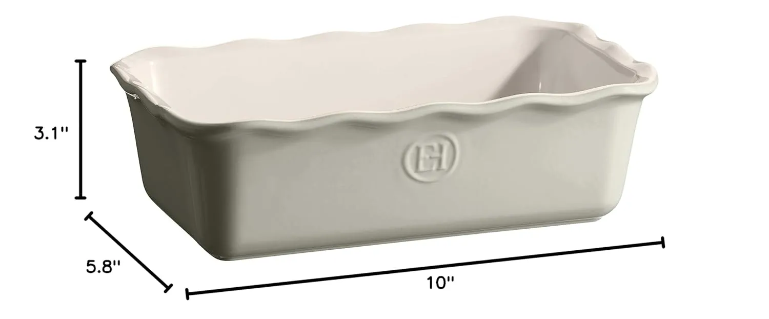 Emile Henry Pearl Gray Modern Classic Loaf Pan, 10 x 5.8 x 3.1 inches / 1.4 qt