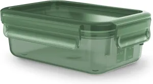 EMSA Clip&Close Eco Rectangular Food Storage Container 0.55 L, 100% Airtight, Eco-Responsible, Bio-Based PP, Freezer and Microwave Safe, Clip&Close Eco, Green N1170100