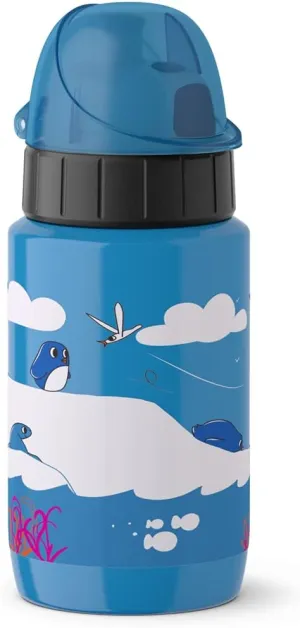 Emsa Light Steel 518359 Stainless Steel Drinking Bottle, 0.4 Litre, AutoClose Closure, Penguin