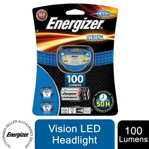 Energizer Durable Battery Powered Up to 100 Lumens Vision LED Headlamp, Blue