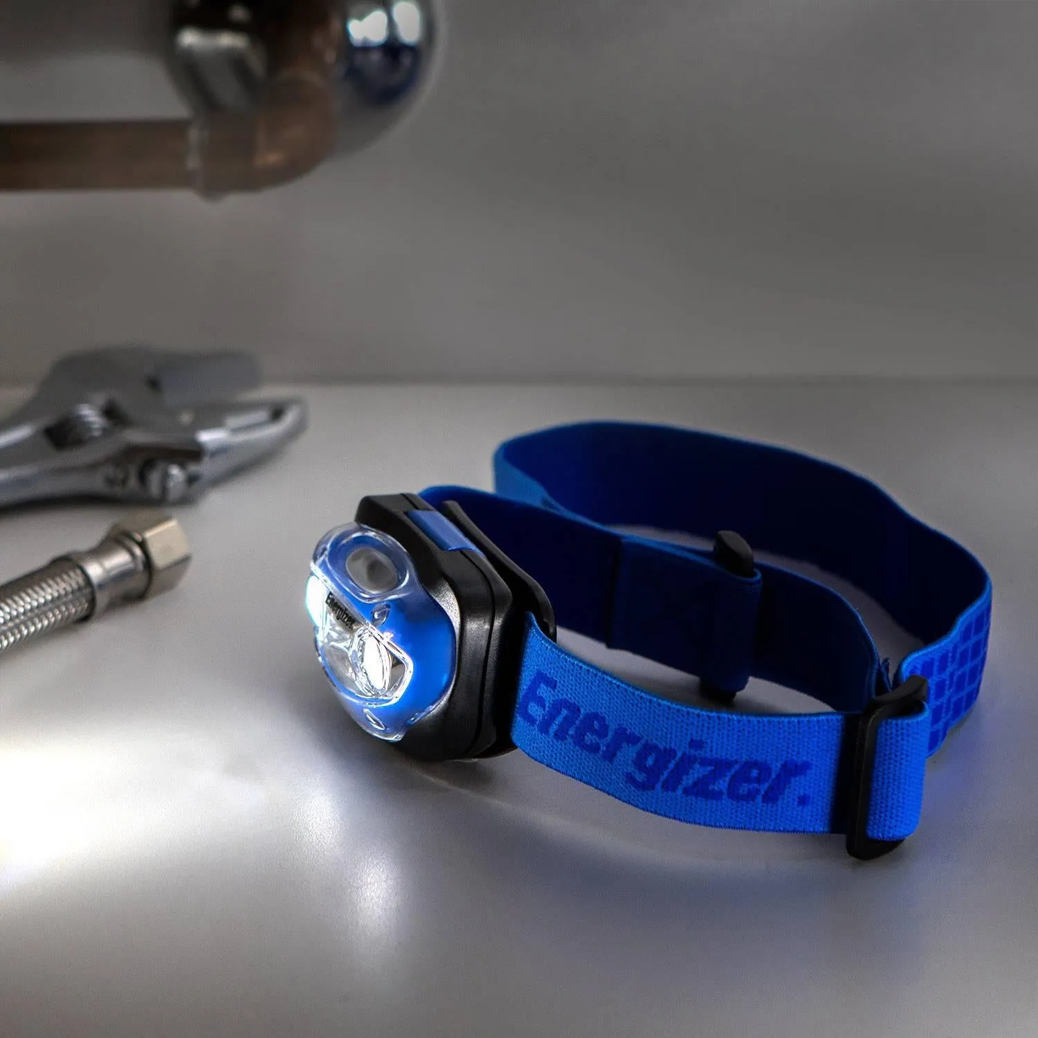 Energizer Durable Battery Powered Up to 100 Lumens Vision LED Headlamp, Blue