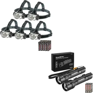 EverBrite 5-Pack LED Headlamp Flashlight EverBrite 400 Lumens Zoomable Flashlight