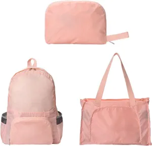 Expandable Tote Bag Foldable Duffle Bag For Outdoor Sports Multifunctional Travel Backpack Storage Bag (Pink)