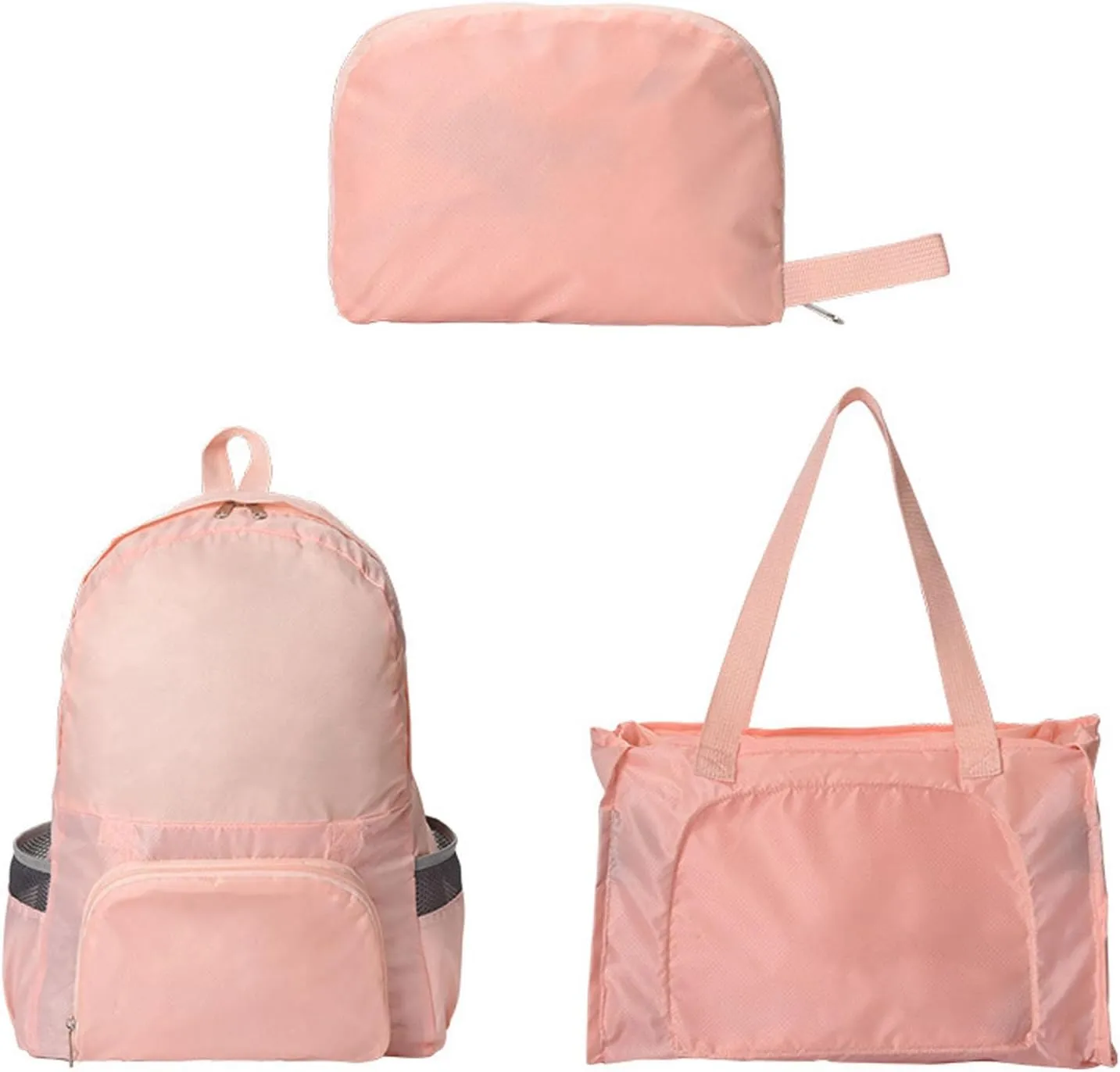 Expandable Tote Bag Foldable Duffle Bag For Outdoor Sports Multifunctional Travel Backpack Storage Bag (Pink)