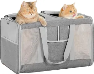 Extra Large Cat Carrier for 2 Cats, 24x14x16in Pet Carriers for Cat and Dog Up to 40lbs, All-Sided Large Mesh Cat Carrier with Great Ventilation, Portable Soft Sided Pet Carriers for Traveling