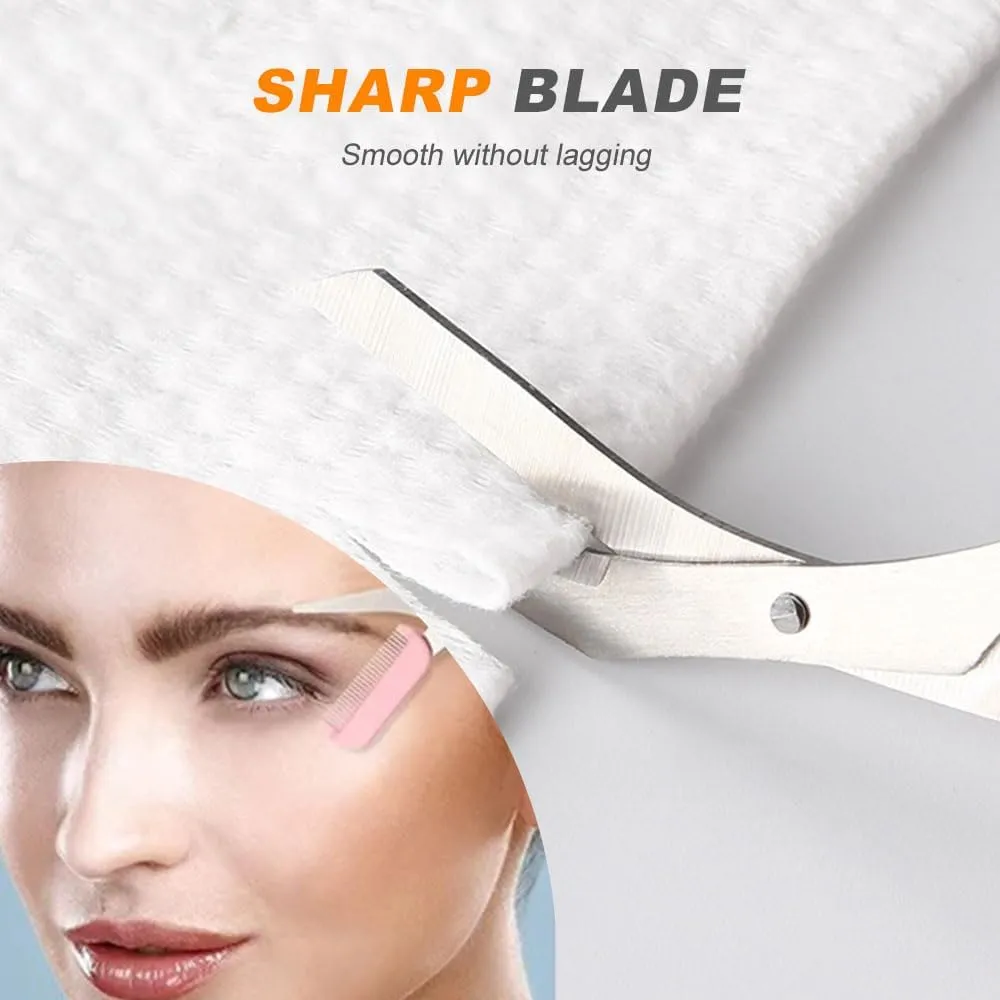 Eyebrow Trimmer Scissor, Stainless Steel 2 in 1 Eyebrow Scissors with Comb, Non-Slip Professional Eyebrow Trimmer Eyebrow Scissor Makeup Tool for Wome Men (Black)