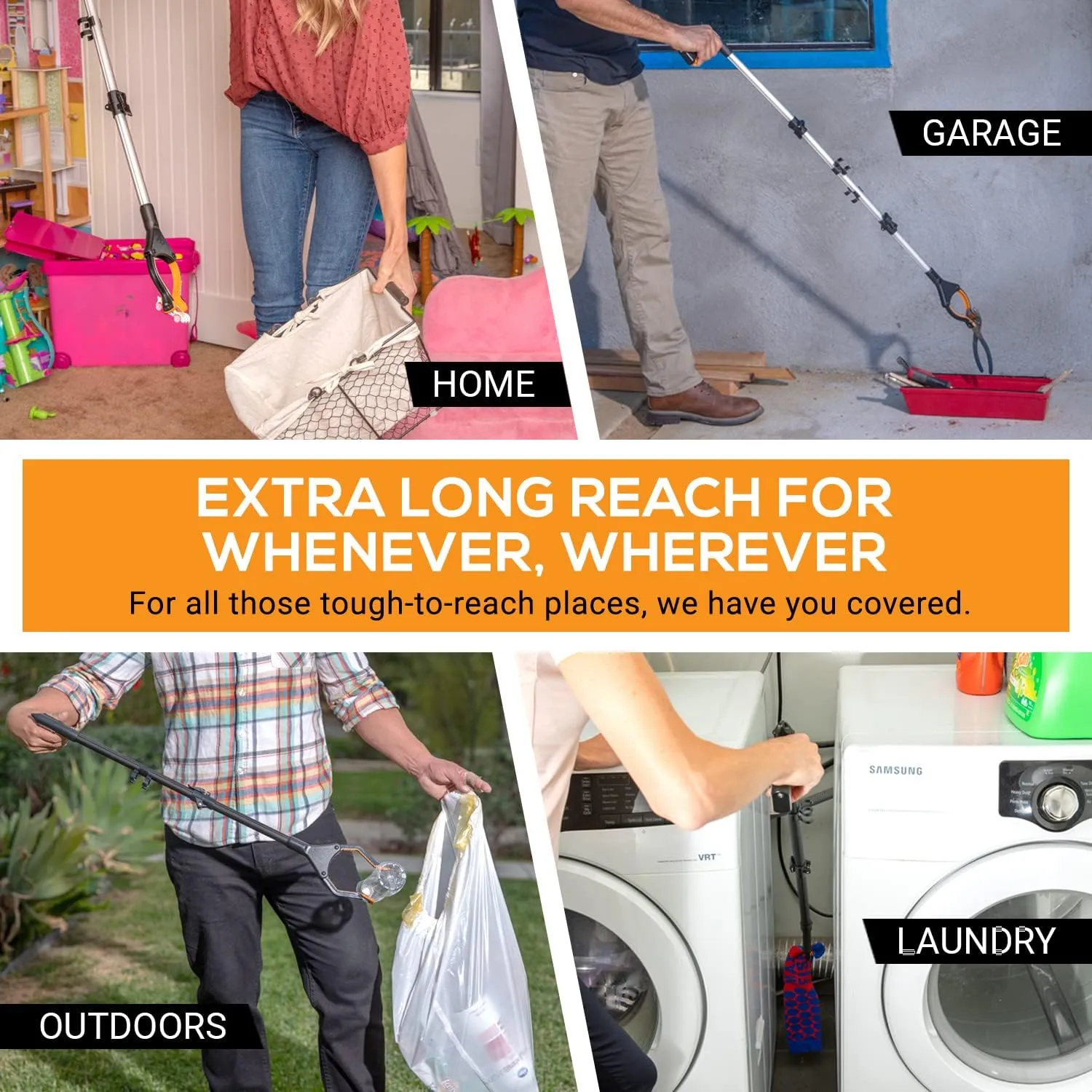 EZPIK Classic 32" Flexible Folding Grabber Tool for Elderly   Magnets, Reacher for Disabled & Seniors Heavy Duty Rotating Grippers for Reaching Underneath, Trash Grabbers & Pickers for Mobility