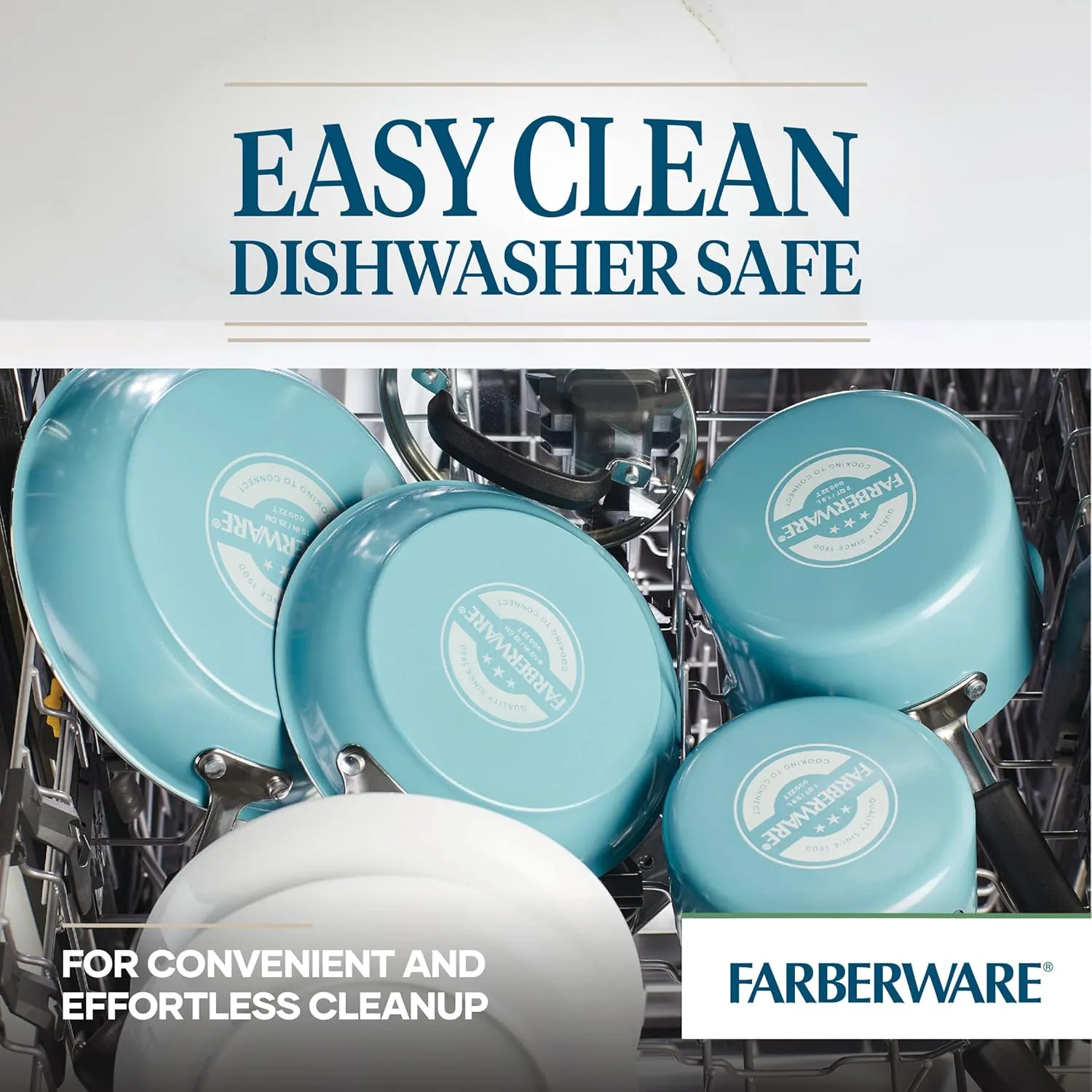 Farberware EcoAdvantage Ceramic Nonstick Deep Frying Pan/Skillet with Helper Handle, 12.5 Inch, Aqua