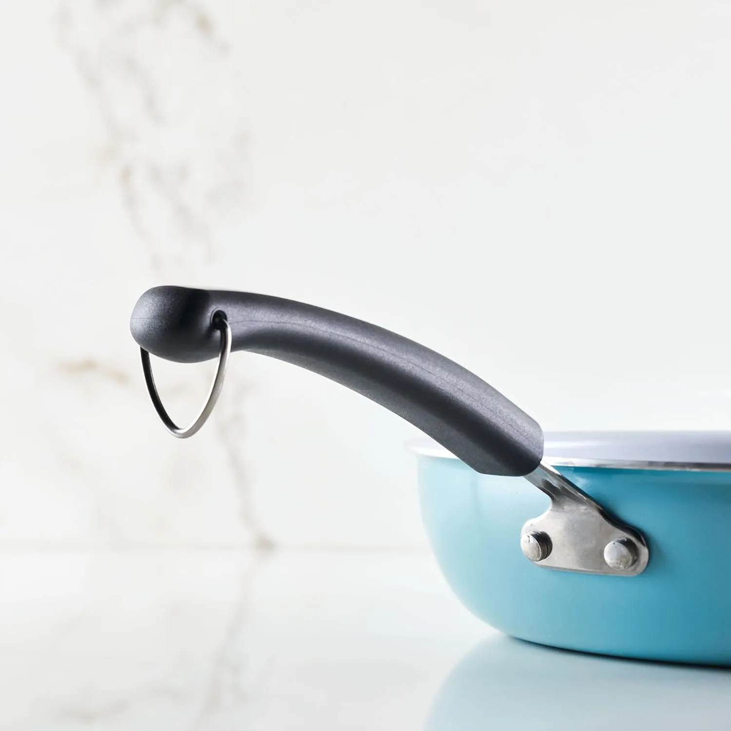 Farberware EcoAdvantage Ceramic Nonstick Deep Frying Pan/Skillet with Helper Handle, 12.5 Inch, Aqua