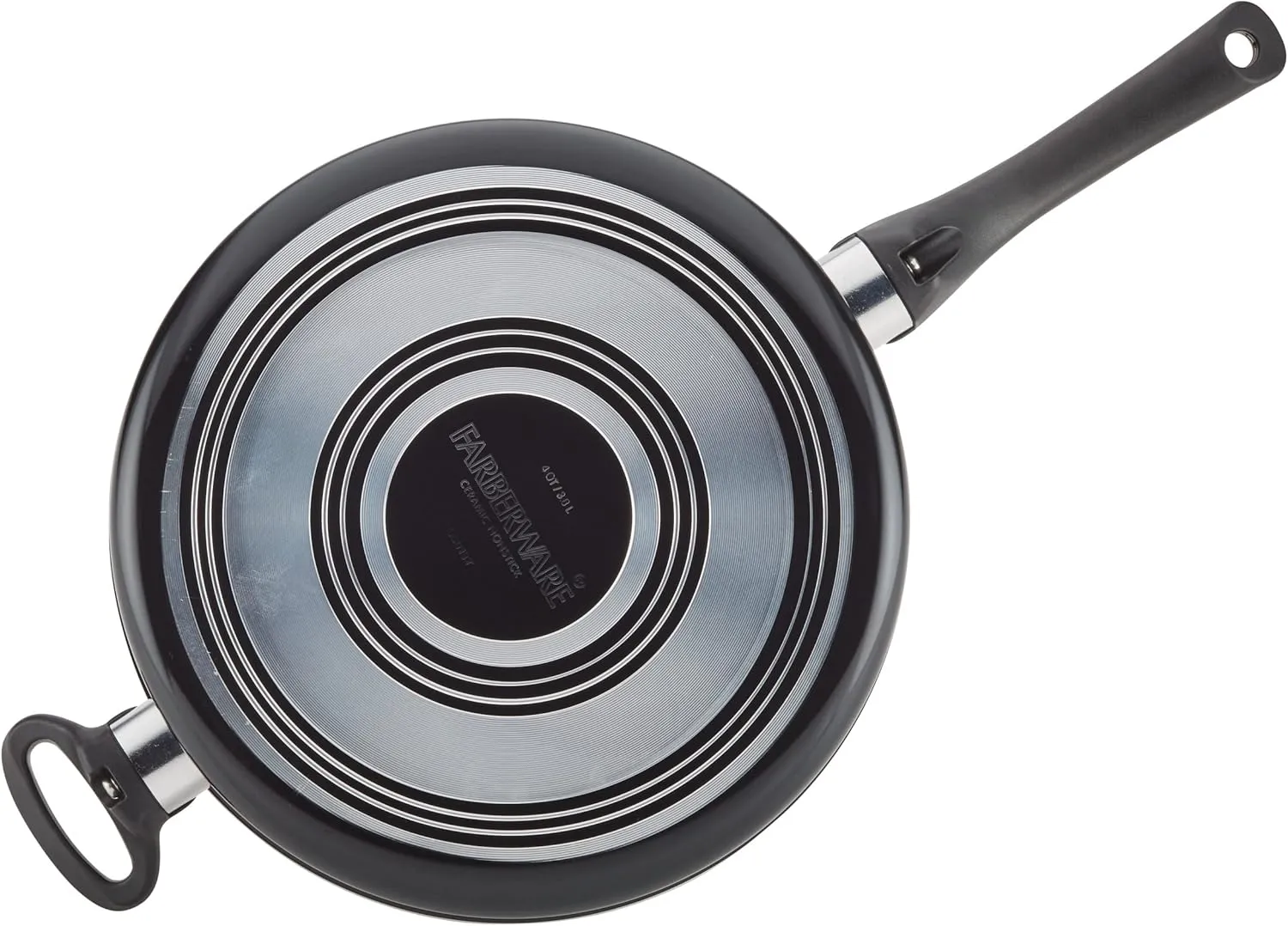 Farberware Glide Ceramic Nonstick Saute Pan / Frying Pan / Fry Pan with Lid and Helper Handle - 4 Quart, Black