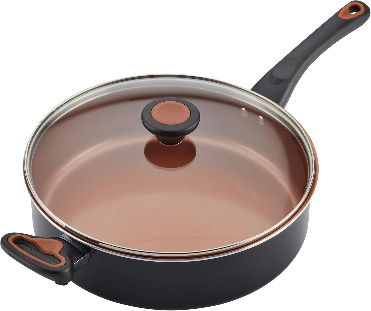 Farberware Glide Ceramic Nonstick Saute Pan / Frying Pan / Fry Pan with Lid and Helper Handle - 4 Quart, Black
