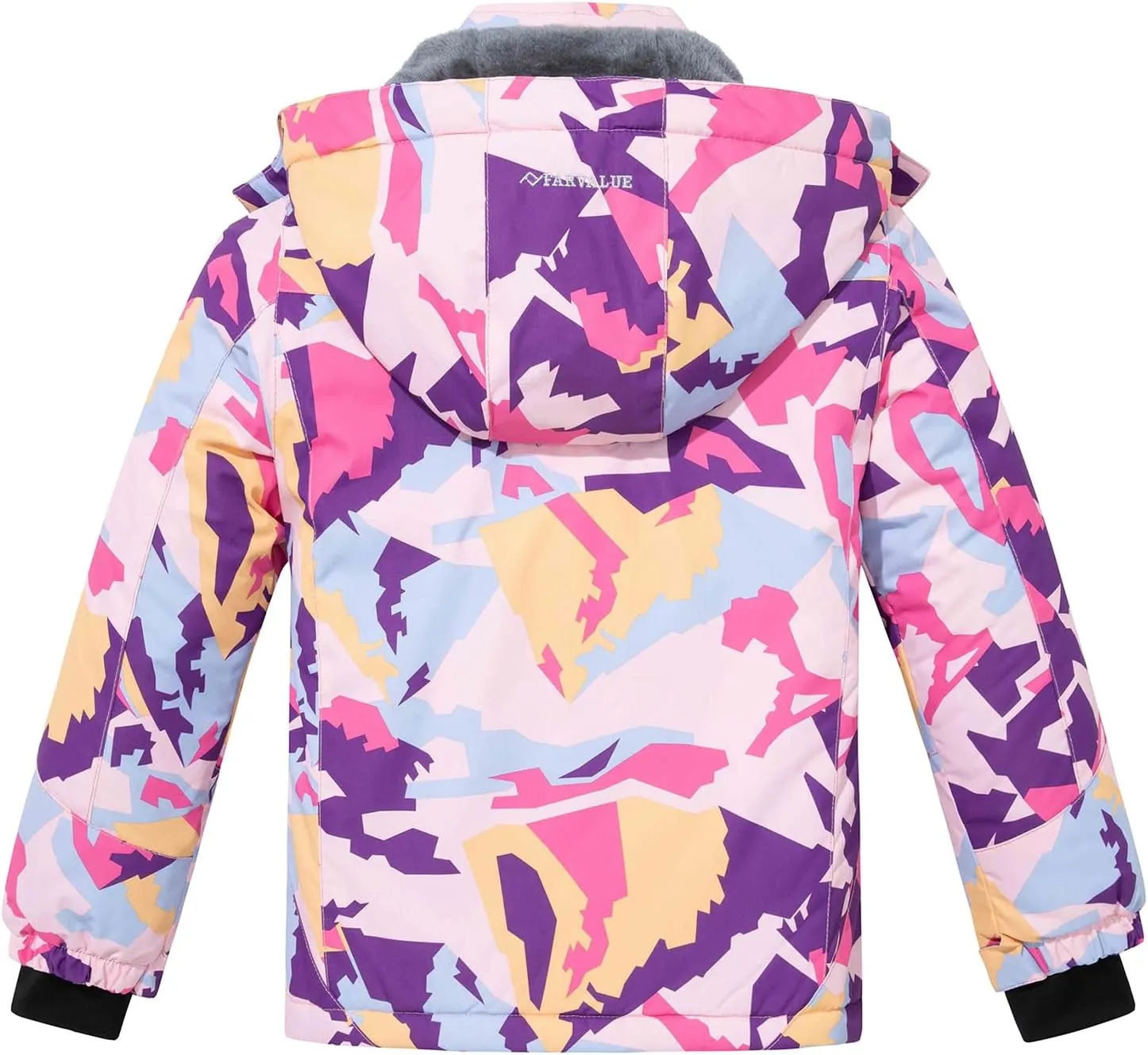 FARVALUE Girls Waterproof Ski Jacket Windproof Winter Coat Warm Fleece Snow Coat Outdoor Raincoats Hooded