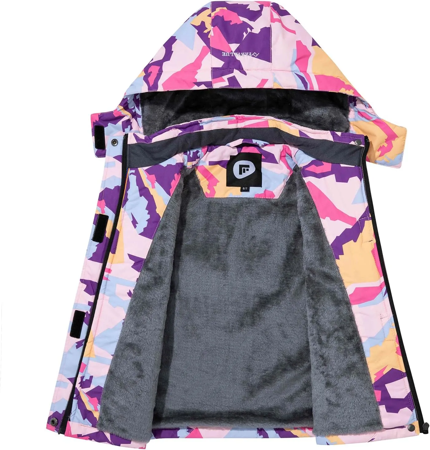 FARVALUE Girls Waterproof Ski Jacket Windproof Winter Coat Warm Fleece Snow Coat Outdoor Raincoats Hooded