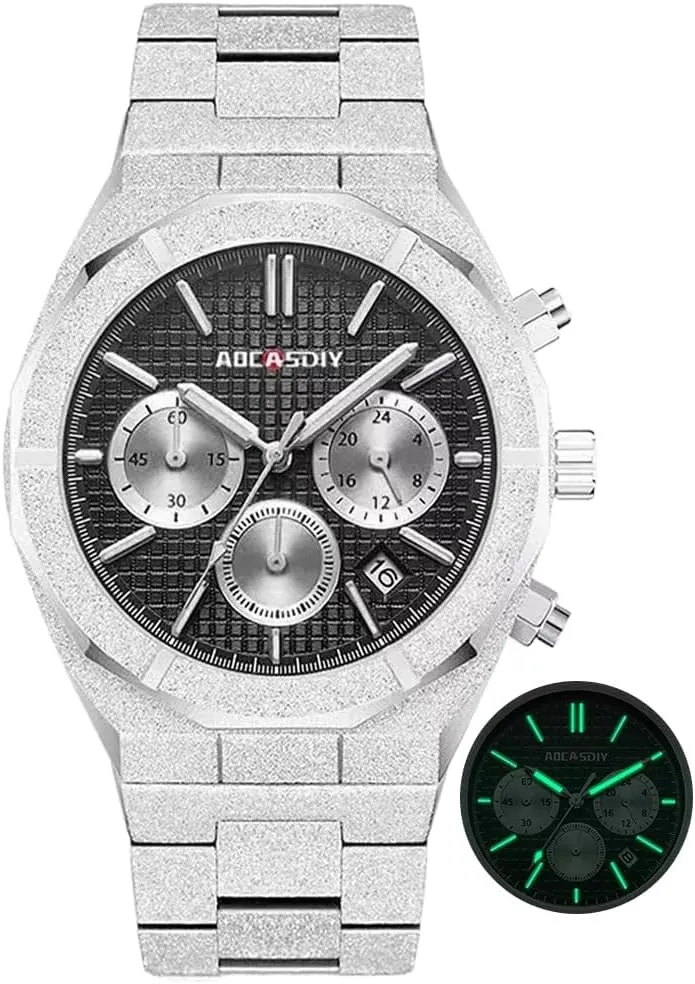 Fashion Business Mens Watches Chronograph Six-pin Steel Band Stainless Steel Quartz Waterproof Watch relogio Masculino