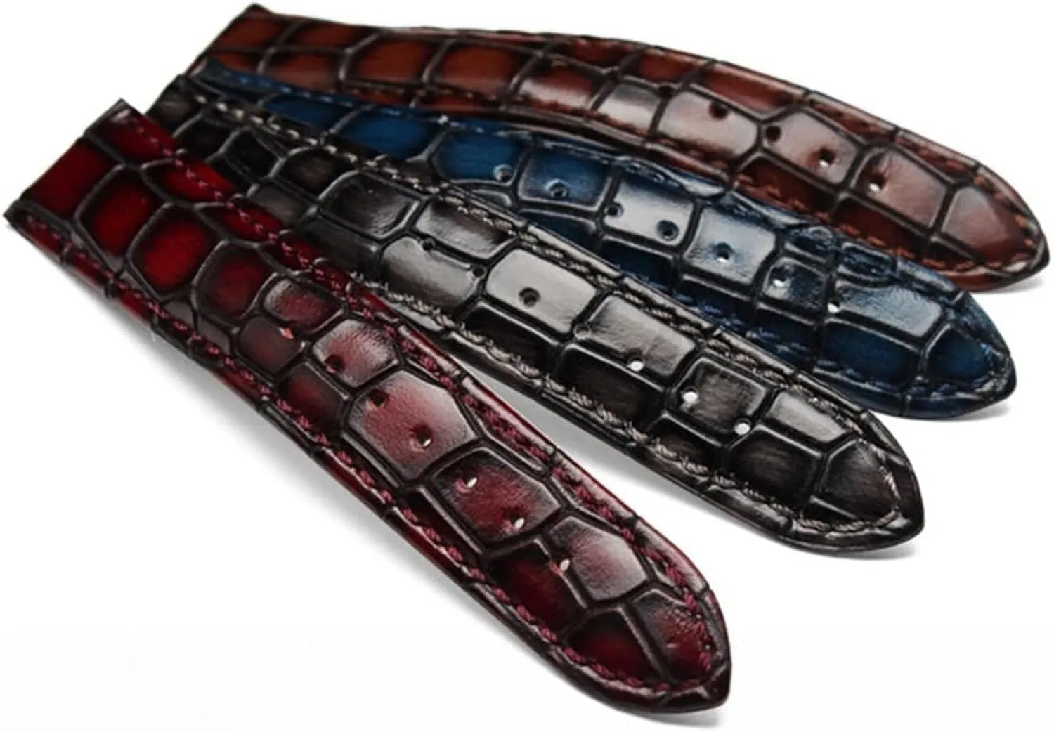 Fashion Genuine Leather watchband Crocodile Texture watch Strap Bracelet Wrist Band