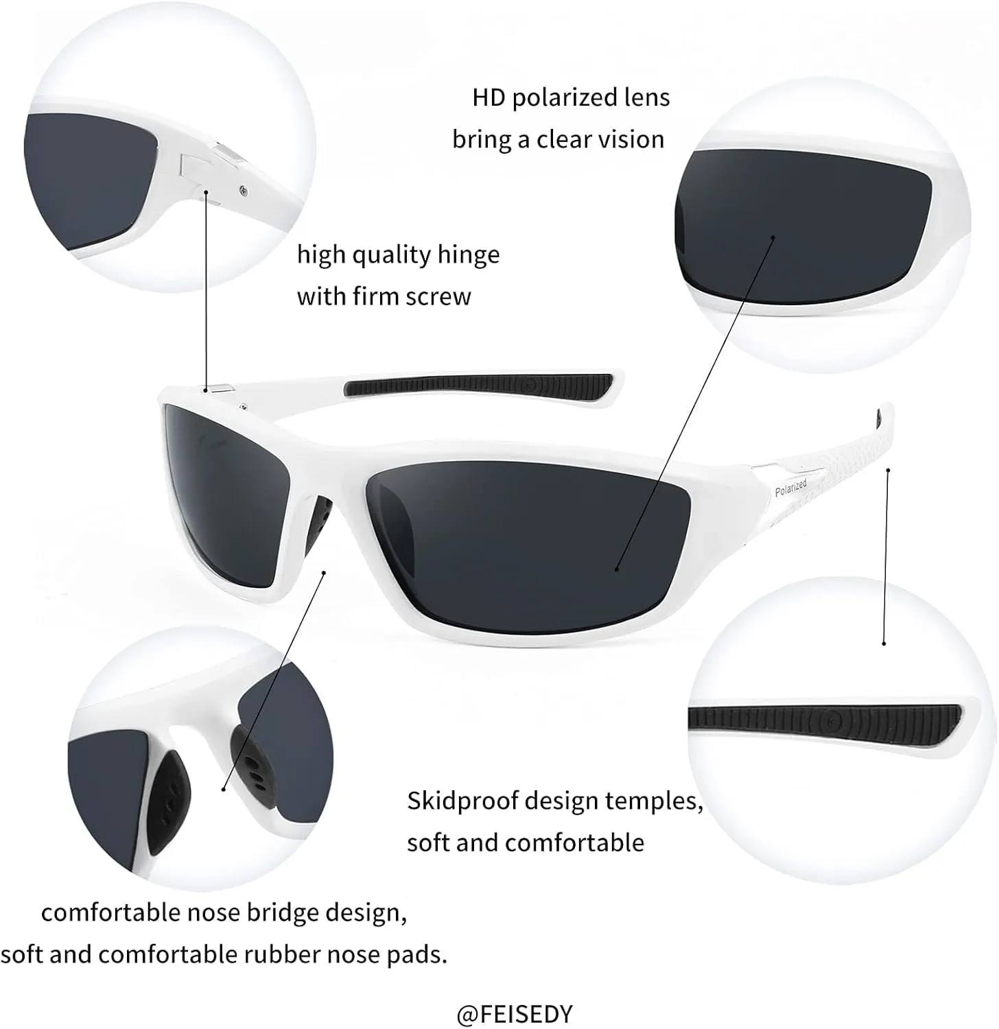 FEISEDY Classic Men Polarized Sports Sunglasses Night Driving Yellow Lenses Cycling Fishing Driving Glasses B2674