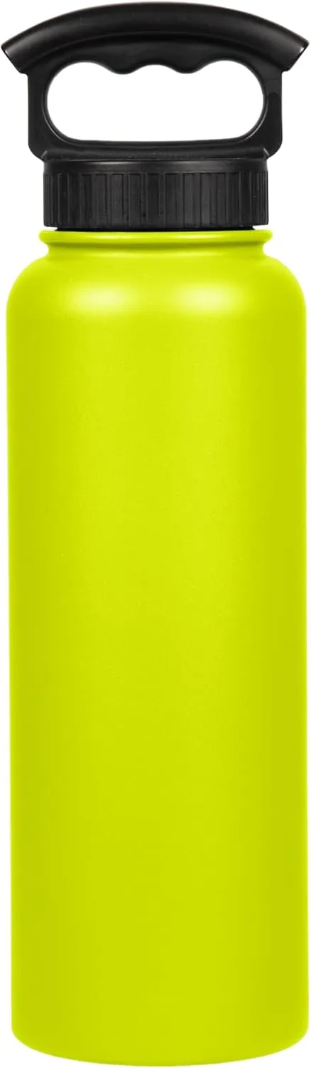FIFTY/FIFTY Double Wall Vacuum Insulated Water Bottle, Stainless Steel, Wide Mouth with Three Finger Cap