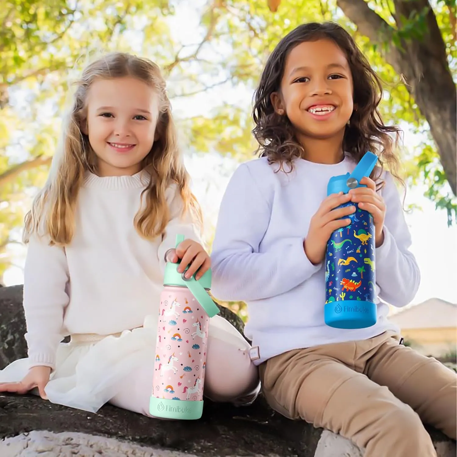 Fimibuke Kids Insulated Water Bottle, 18oz BPA FREE 18/8 Stainless Steel Kids Cup with Straw Travel Tumbler Double Wall Vacuum Leak Proof Toddler Water Bottle for School Boys Girls(1 Pack, Unicorn)
