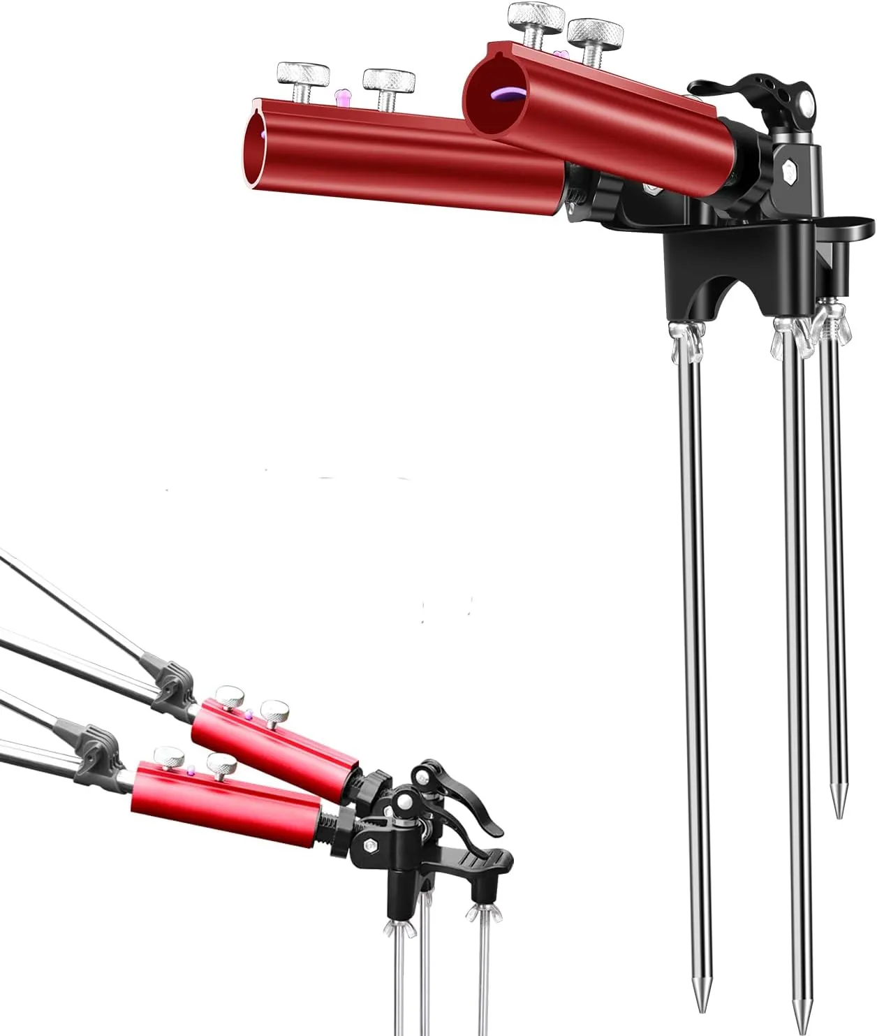 Fishing Rod Holders for Bank Fishing, Multifunctional Stainless Steel Fishing Pole Holders for Ground, 360 ° Adjustable & Detachable Easy to Carry, Gift for Men Father’s Day, Birthday Day