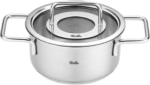 Fissler Pure Collection Stainless Steel 2.2 Quart Stock Pot with Glass Lid