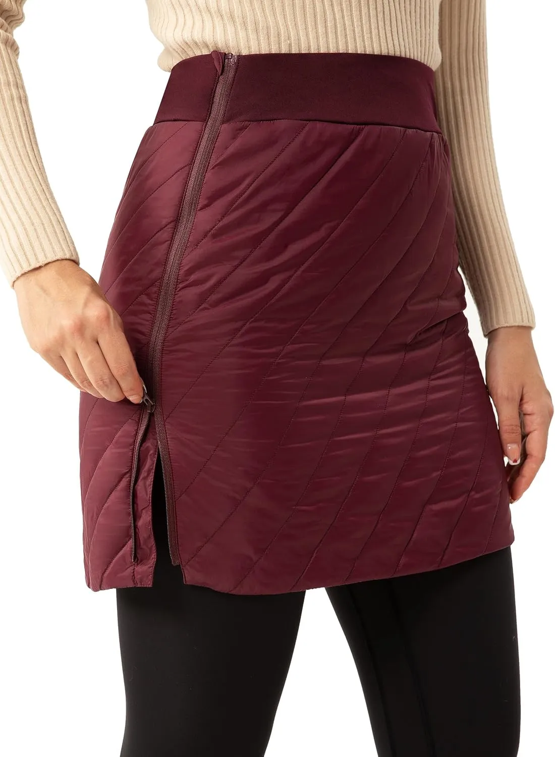 FitsT4 Sports Women's 18" Quilted Winter Skirts Puffer Skorts with Full Zipper Insulated Hiking Trekking Snow Ski