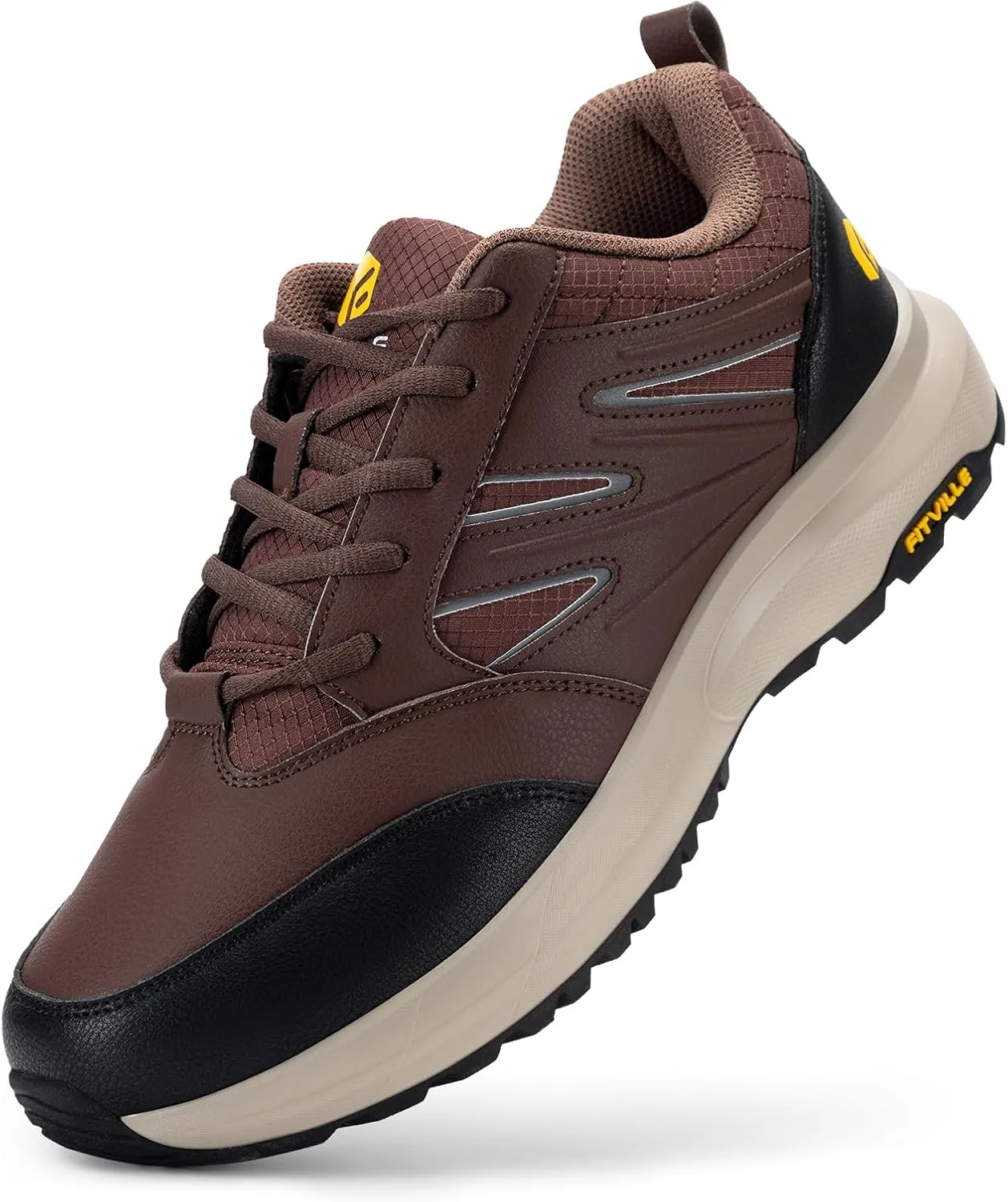 FitVille Mens Wide Hiking Shoes Water Repellent Outdoor Work Shoes Trekking Trails Sneakers with Arch Support - Sturdy Core
