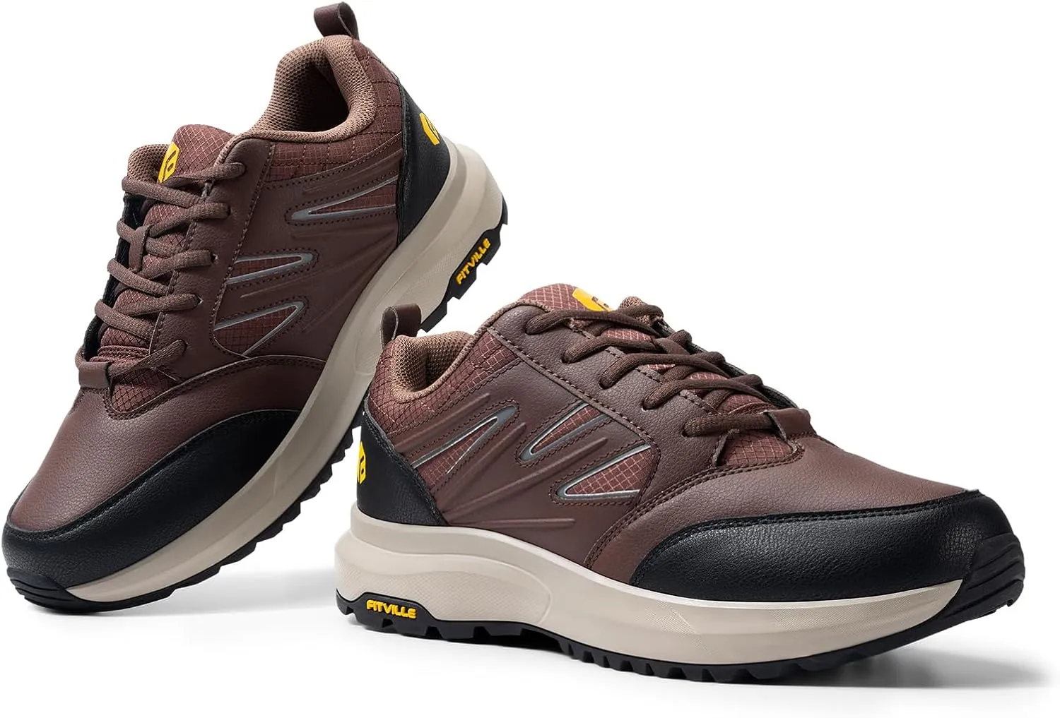 FitVille Mens Wide Hiking Shoes Water Repellent Outdoor Work Shoes Trekking Trails Sneakers with Arch Support - Sturdy Core