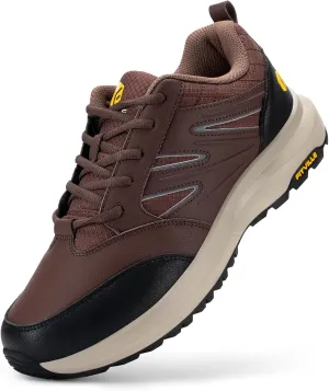 FitVille Mens Wide Hiking Shoes Water Repellent Outdoor Work Shoes Trekking Trails Sneakers with Arch Support - Sturdy Core