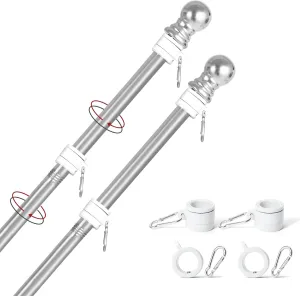 Flag Pole,6FT Flag Pole Kit(2 Packs) for 3' x 5'American Flag, Flag Pole Holder for Outside House,Truck & Boat Use (Without Bracket) (Silver)