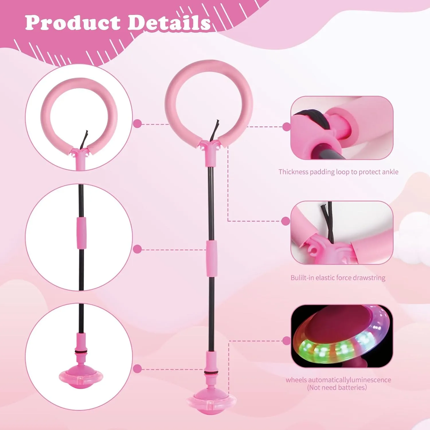Flashing Jumping Ring Children Colorful Ankle Skip Jump Ropes Sports Swing Ball for Kids Boys Girls Toy