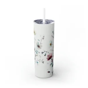 Flower Skinny Tumbler with Straw 20oz