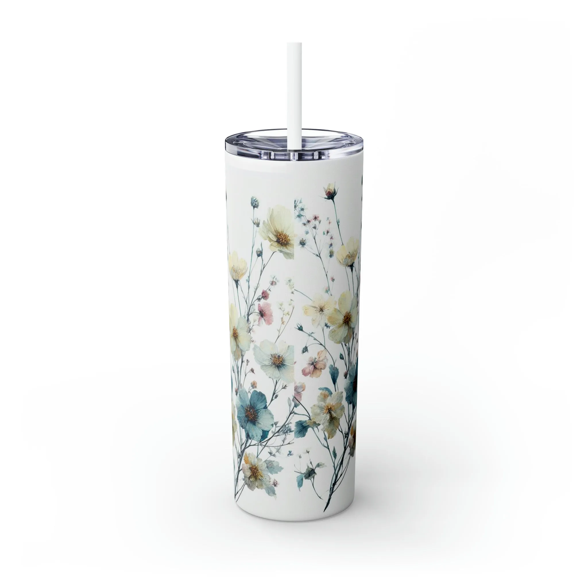Flower Skinny Tumbler with Straw 20oz