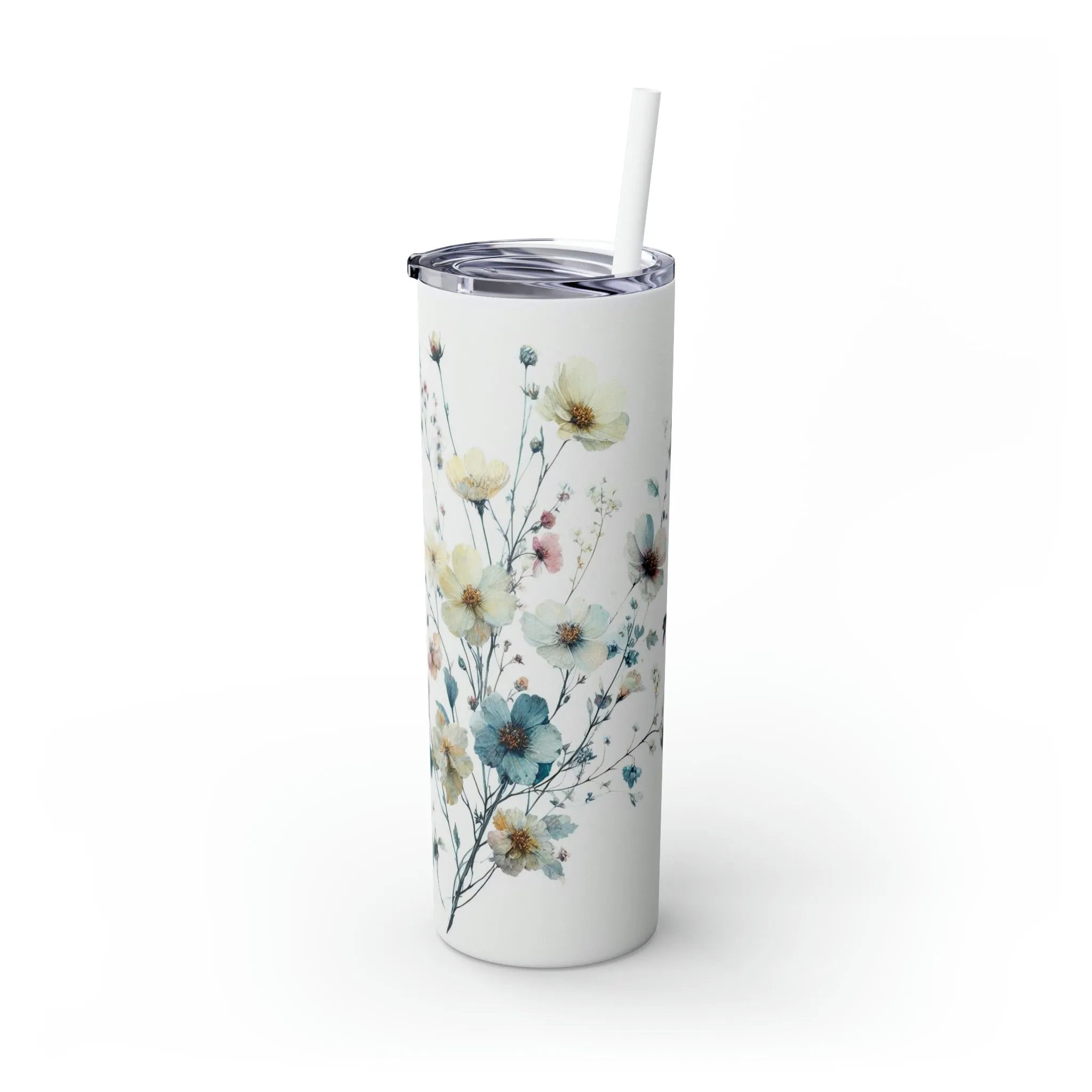 Flower Skinny Tumbler with Straw 20oz