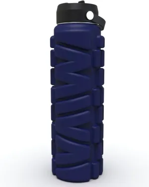 Foam Roller Water Bottle - 25 Fluid Ounce double-walled stainless steel interior and silicone exterior for myofascial foam rolling (ONYX) (MIDNIGHT)