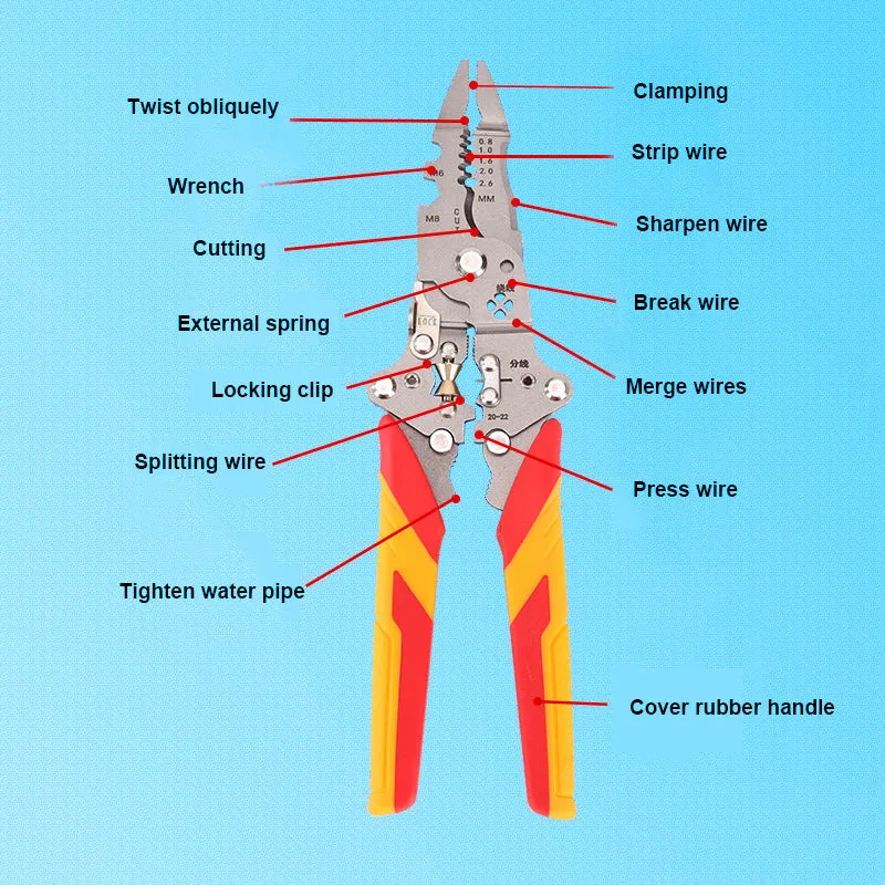 Foldable 12-in-1 Multi-functional Wire Cutting Pliers