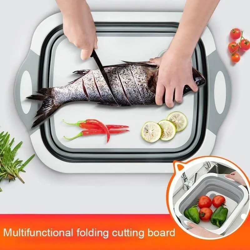 Foldable 3-in-1 Dish Tub  Cutting Board - Multifunction Kitchen Tool