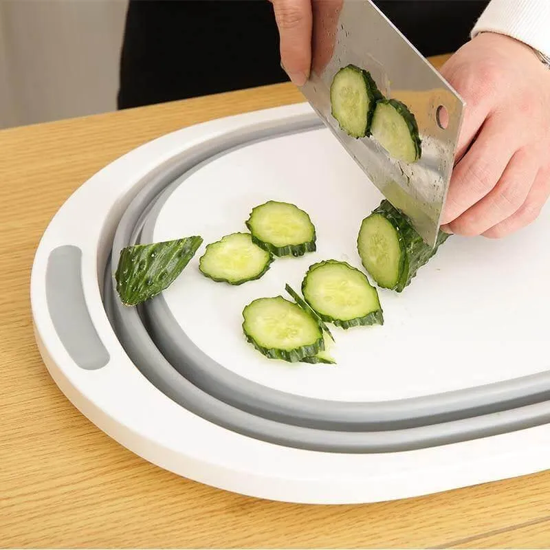 Foldable 3-in-1 Dish Tub  Cutting Board - Multifunction Kitchen Tool