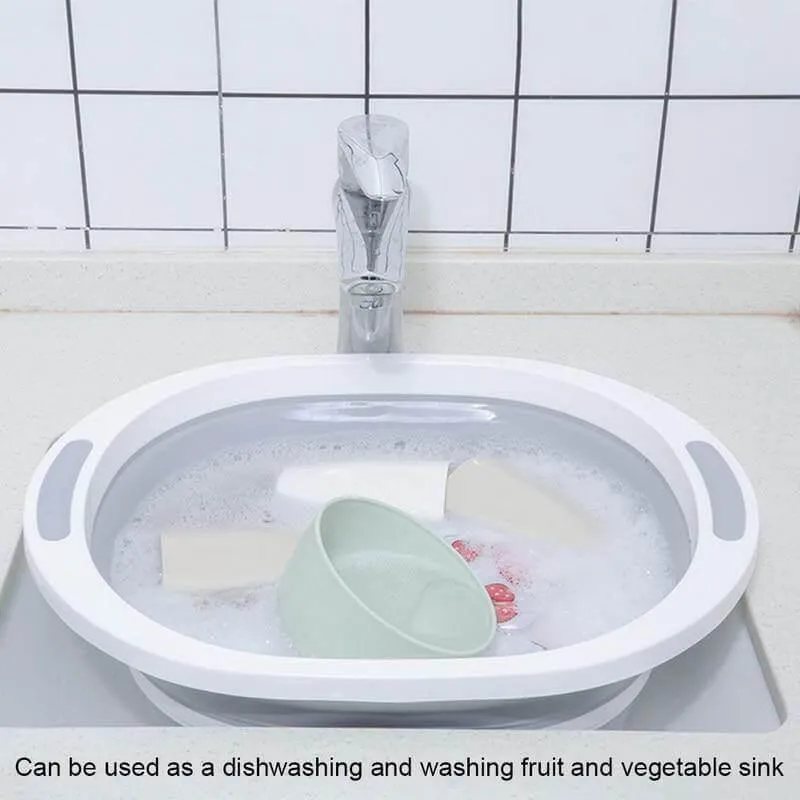 Foldable 3-in-1 Dish Tub  Cutting Board - Multifunction Kitchen Tool