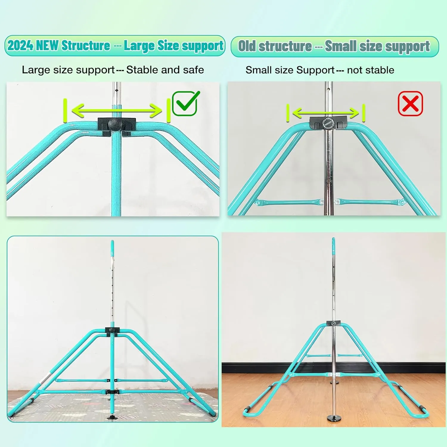 Foldable Gymnastic Bar for Kids Ages 3-9, 9 Height Levels, 200 lbs Weight Capacity, 5 Ft Length Gymnastic Kip Bar with Mat, Gymnastic Equipment for Home and Gym Center Indoor Outdoor Use