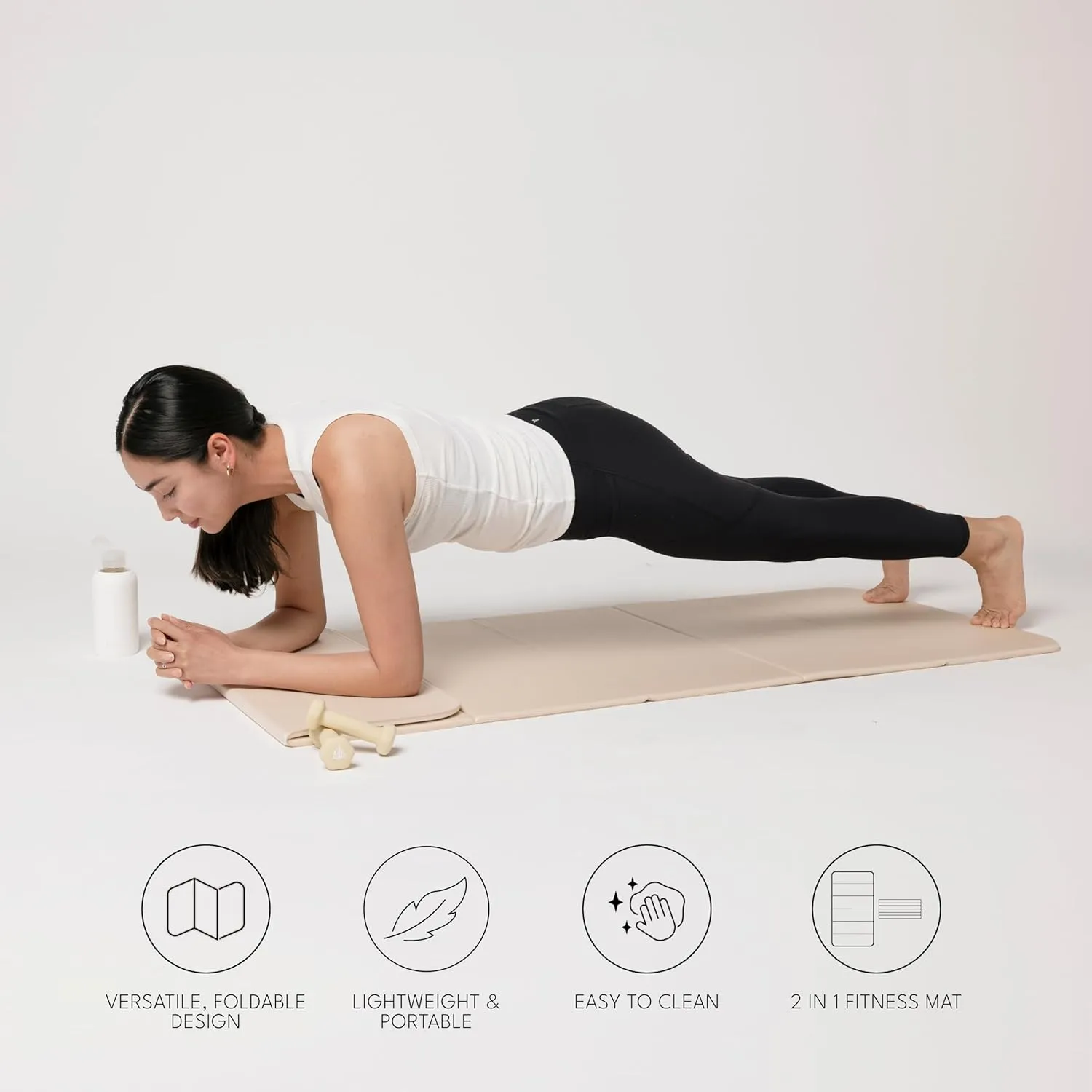 Foldable Multi-Purpose Fitness & Yoga/Pilates Mat, Workout Mat with Non-Slip Surface, Portable & Lightweight, For Studio or Home Use, As Seen on Shark Tank