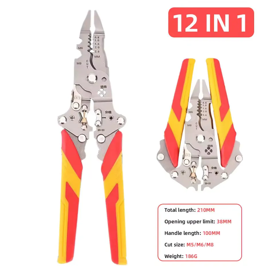 Foldable Multifunctional Wire Stripper Crimper Cable Cutter Pliers