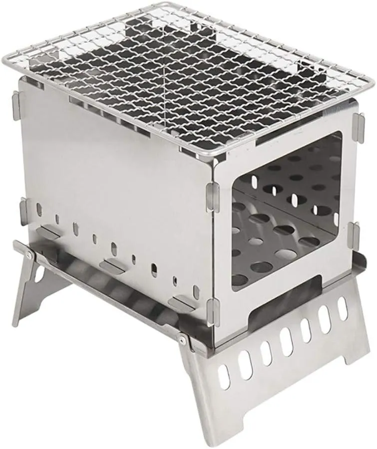 Foldable Portable Camping BBQ Grill Family Home Outdoor Heavy Folding Charcoal Barbecue Cooking Grill Picnic Accessories