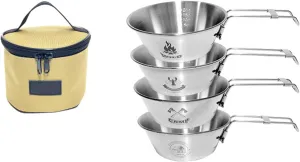 Foldable Stainless Steel Bowl Food Dish Container Camping Hiking Cooking Tool Outdoor Tableware Foldable Bowl with Bag