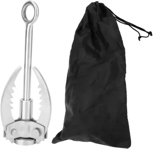 Foldable Stainless Steel Outdoor Climbing Survival 3 Claws Carabiner Hook Essential Outdoor Activity Tool for Adventure Wilderness Survival and Disaster Relief