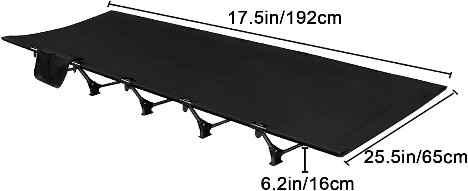 Folded Bed, Camping Cot, Portable Folding Bed, Guest Bed Foldable, Folding Backpacking Cot, for Home, Camping, Hiking, Travel(Black)